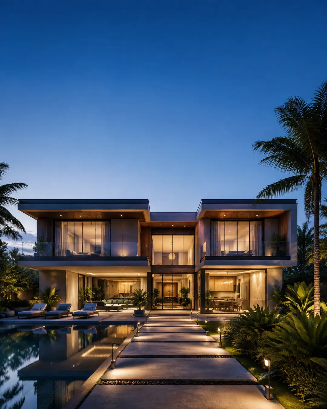 Contemporary Villa at Dusk